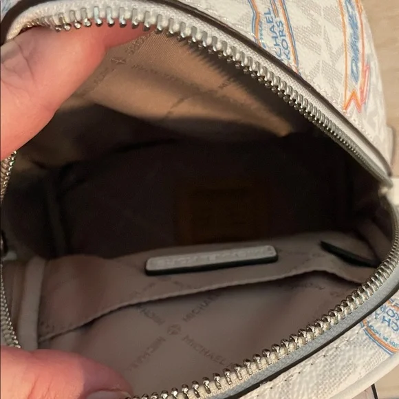 Michael Kors White Crossbody/backpack with Retro Print